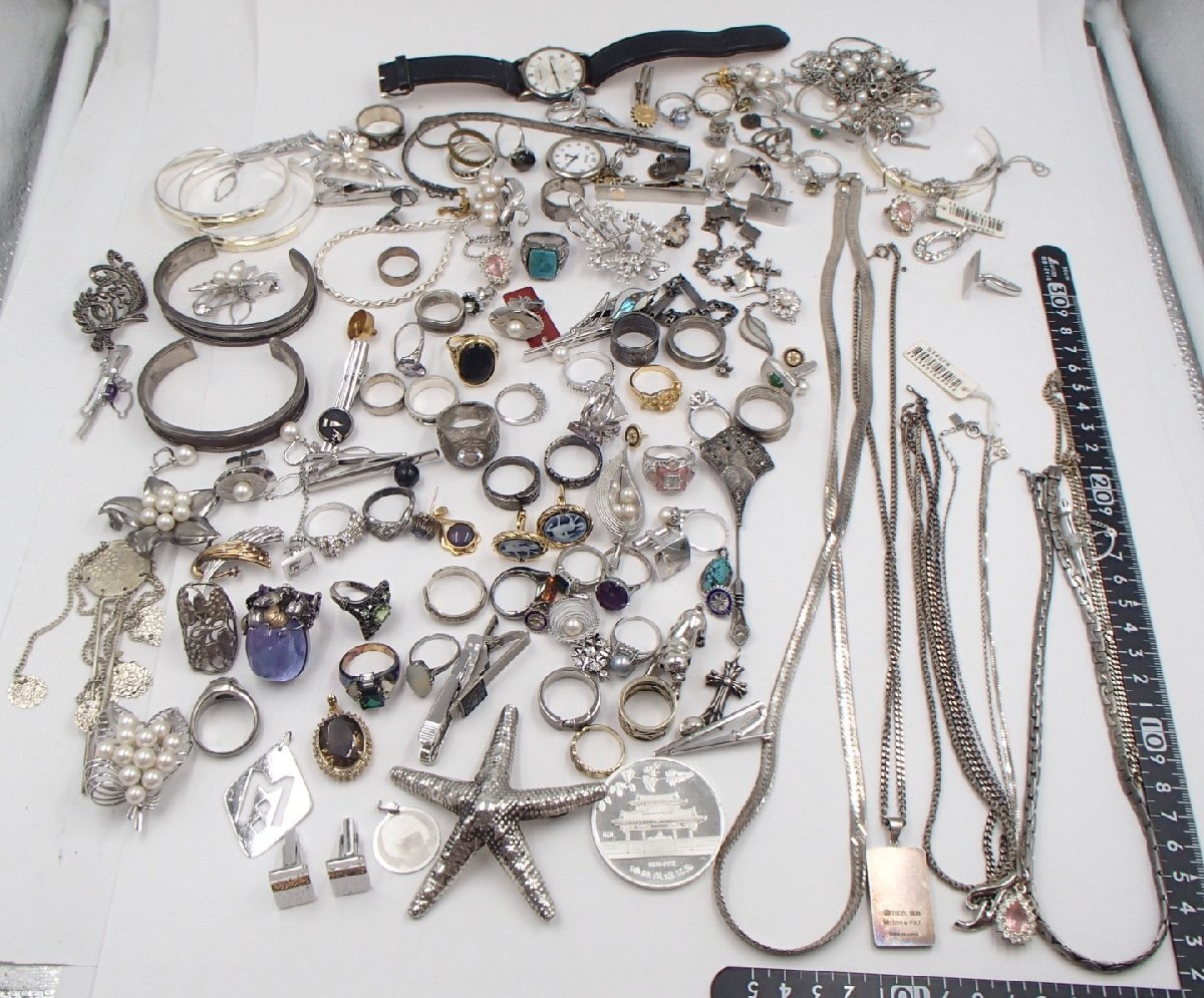 ◎シルバーアクセサリー まとめ /K18 SV900 約15.1g/ネックレス ペンダント silver925 925 950 純銀 / 約1097g/ 色石 SILVER ストーン◎NN拍卖