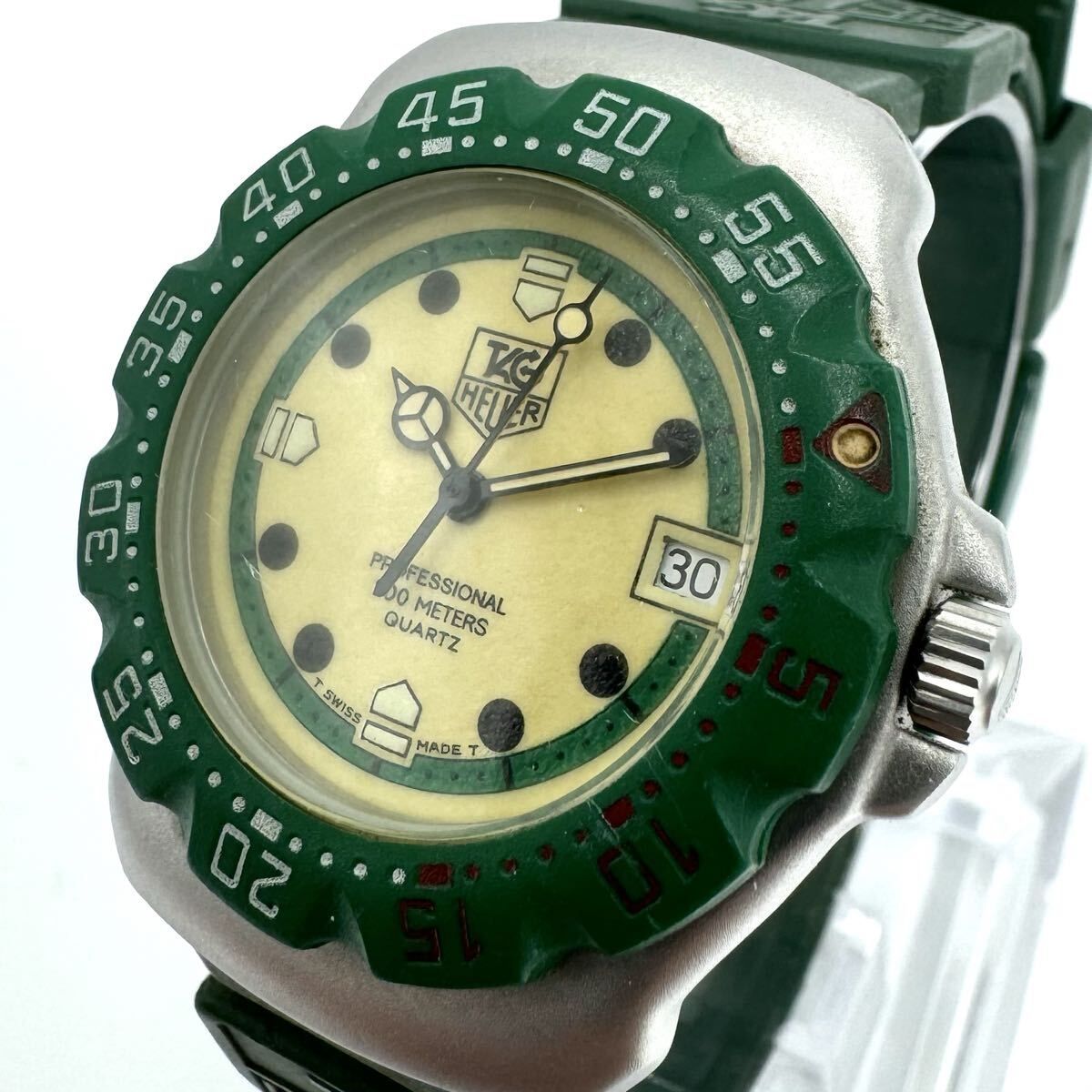 【稼動】 新品電池 タグホイヤー フォーミュラ1 グリーン 372.513 TAGHEUER クオーツ グリーン メンズ レディース ユニセックス Swiss製拍卖