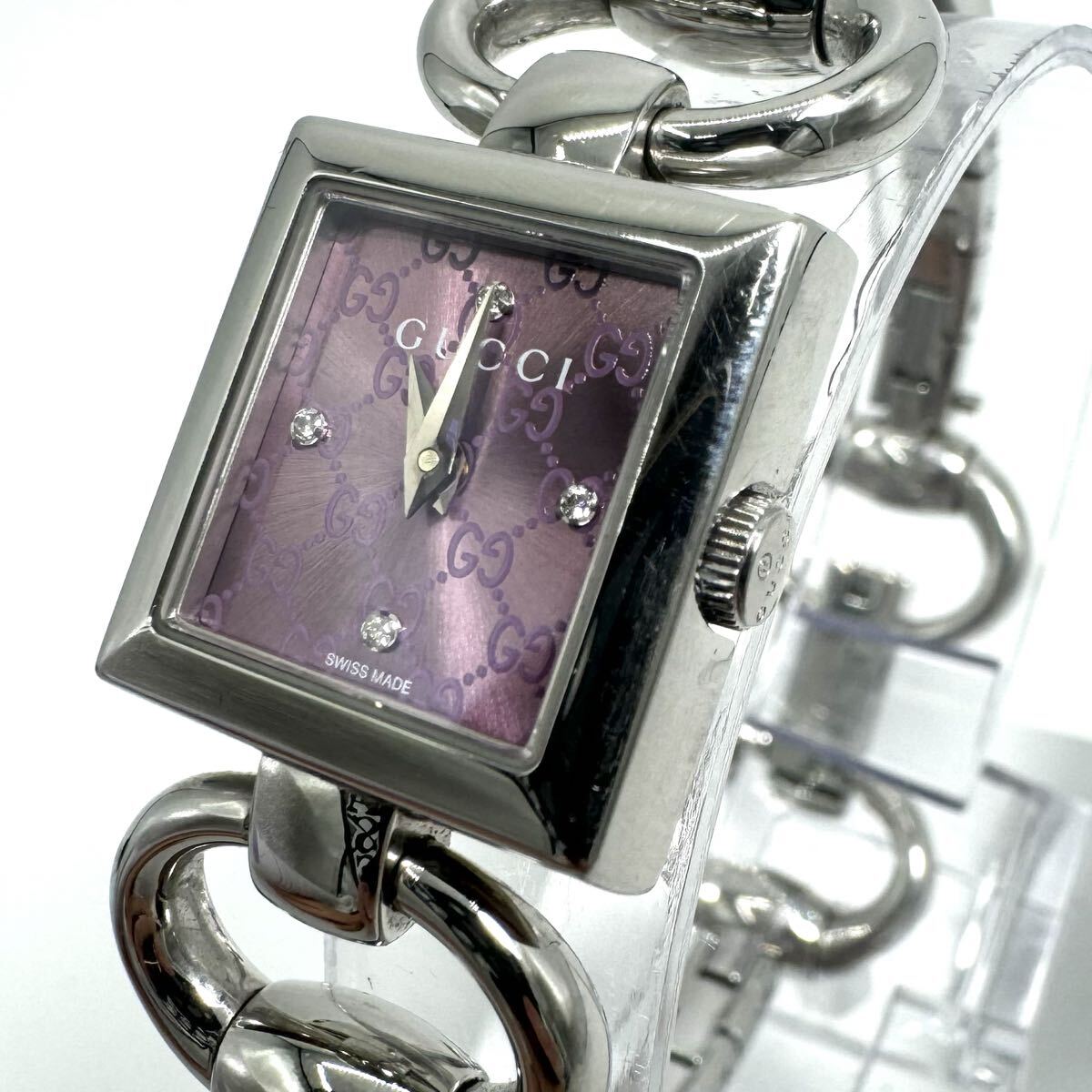 【稼動】箱付き トルナヴォーニ GUCCI グッチ 腕時計時計 120 4Pダイヤ バングル QZ バングルウォッチ 1900L SS クォーツ QZ拍卖