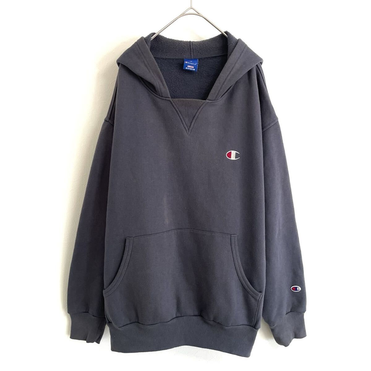【90s’チャンピオン】オリジナル高級上質裏起毛スウェットパーカー/フーディ/グレー/XL表記/衝撃プライス!ヴィンテージ復刻/前V!NF94拍卖