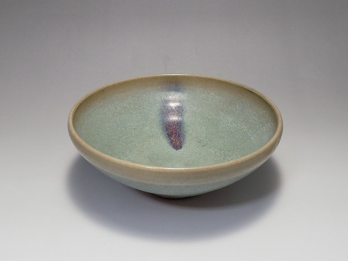 天釉 均窯 紅斑窯変 茶杯 時代唐物 幅約13.5cm / 宋元時代 盃 小碗 杯 盞 小鉢 茶道具 煎茶道具 酒器 人間国宝 李朝 高麗 古董拍卖