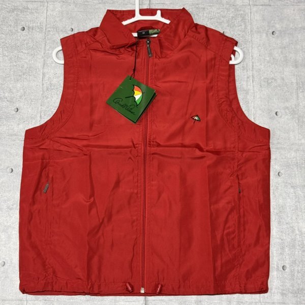 新品 arnold Palmer ベストメッシュ裏地 アーノルドパーマー 未使用品 刺ロゴ ワンポイント ロゴ刻印ジッパー 裾ドローコード 石瀬7715拍卖