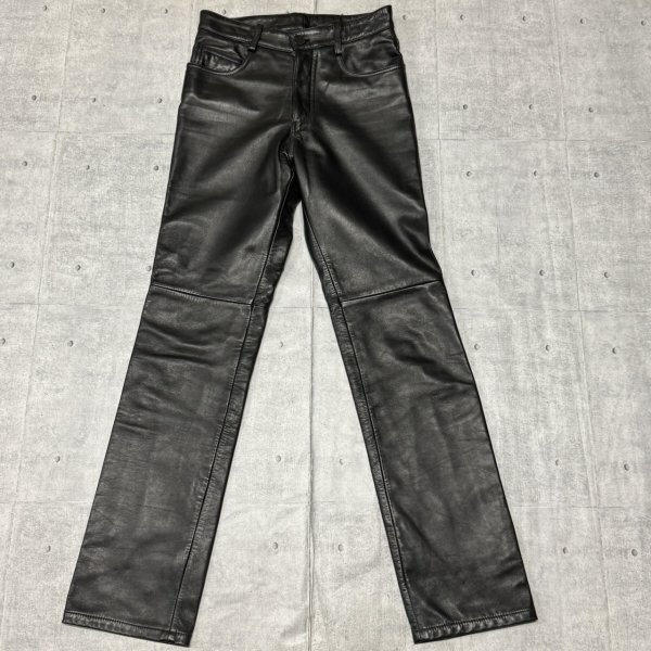COMME CA DU MODE MEN レザーパンツ コムサデモード メン 革パン 牛革 ブラック 黒 バイカー しっかりとしてソフトな上質素材 石瀬7741拍卖
