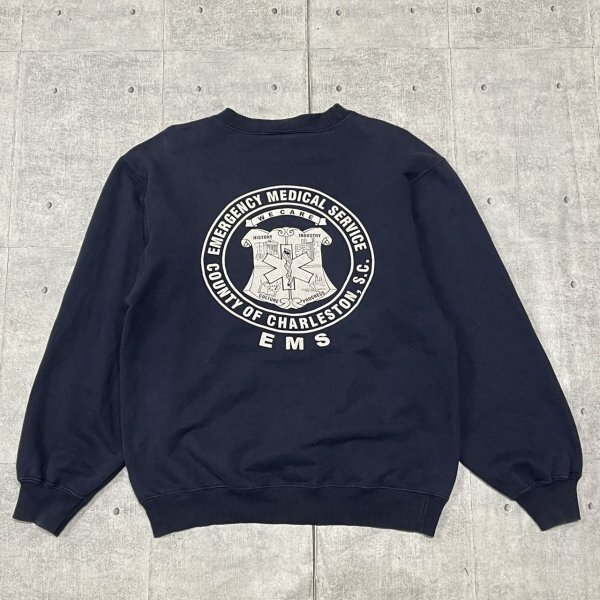 90s JERZEES 前V スウェット 両面プリント EMS ジャージーズ 90年代 サウスカロライナ州 医療サービス 医療 企業ロゴ vintage 石瀬7759拍卖