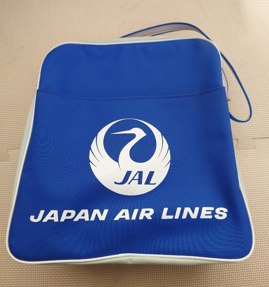 JAL 日本航空 ショルダーバッグ 青 ブルー 昭和レトロ ビンテージ 当時物 飛行機 航空機 グッズ かばん 鞄 鶴丸 JAPAN AIR LINES拍卖