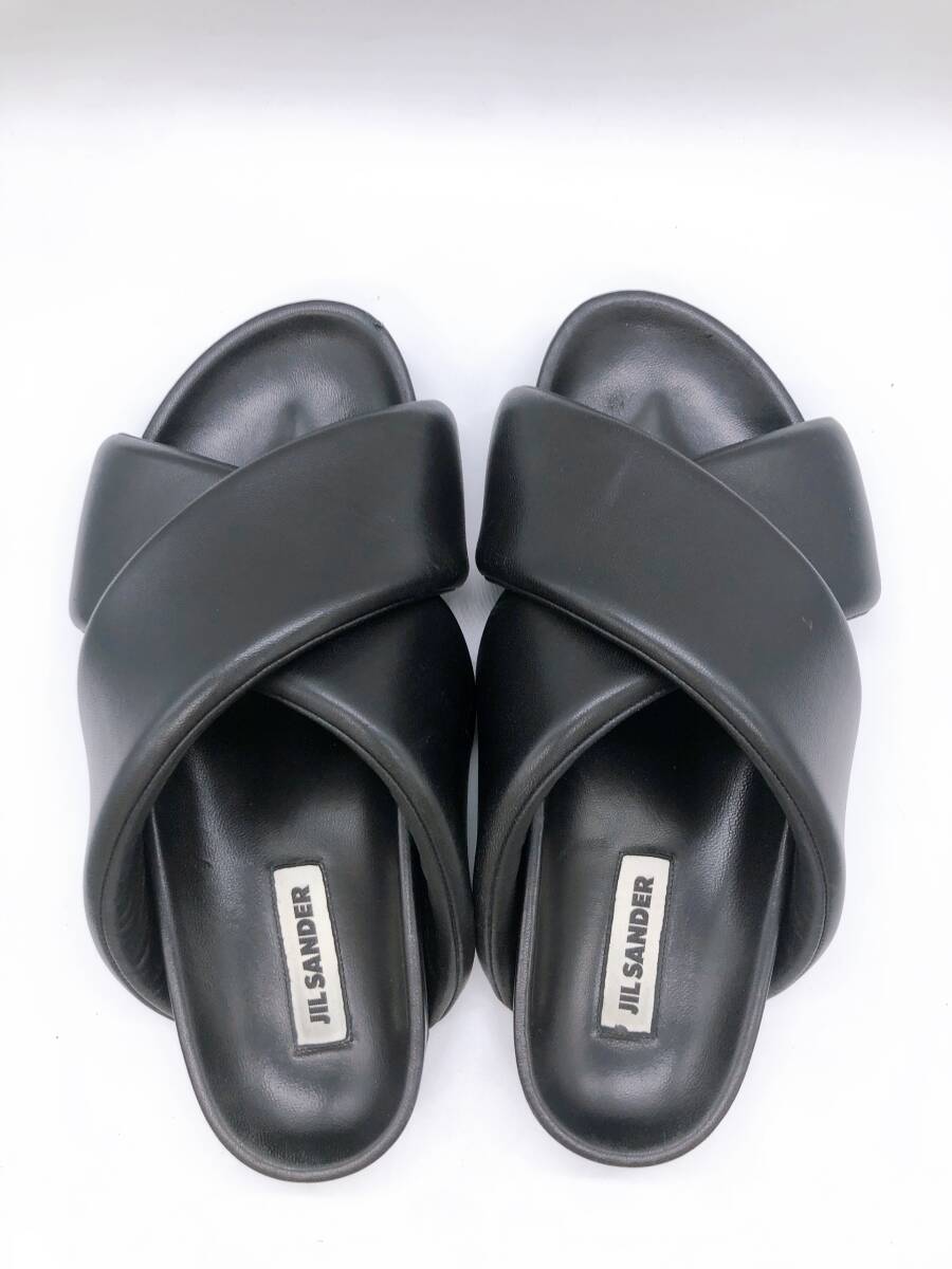 【30132】JIL SANDER ジルサンダー クロスストラップサンダル ブラック 27㎝ メンズ 男女兼用 おしゃれ 有名ブランド 百貨店 モード拍卖
