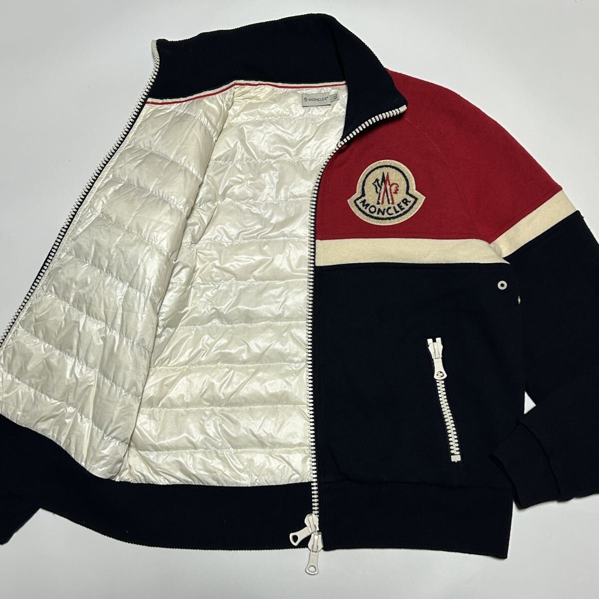 美品/XLサイズ★MONCLER × AMI モンクレール アミ 希少コラボ MAGLIA ニット ダウンジャケット ブルゾン デカワッペン イタリア製 メンズ拍卖