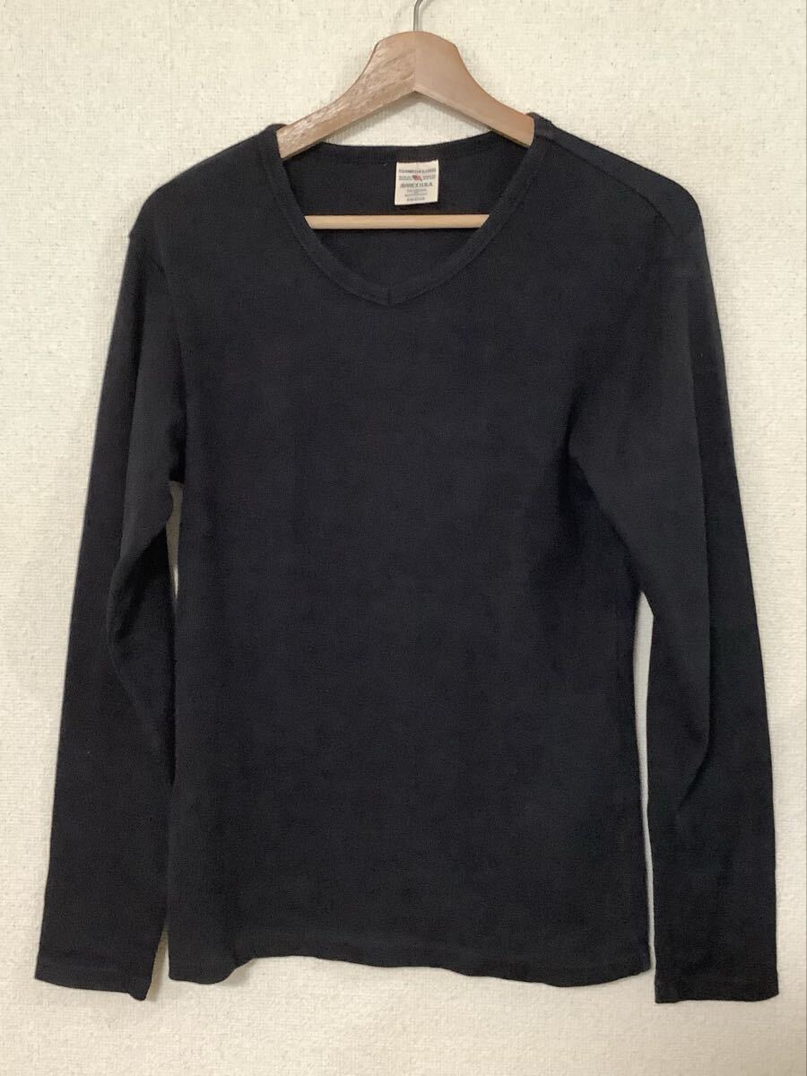 AVIREX アヴィレックス リブ編み 長袖Tシャツ ロンT ブラック カットソー アメカジ カジュアル メンズ M拍卖