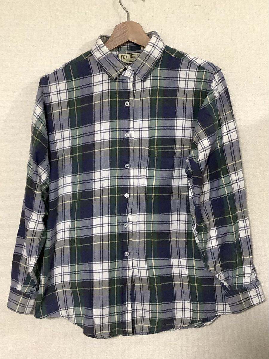 L.L BEAN エルエルビーン アメリカ製 チェック ボタンダウンシャツ コットンシャツ アウトドア レディース キャンプ 10拍卖