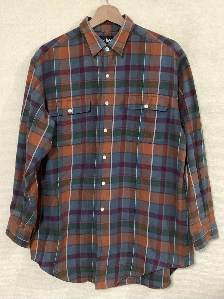 RALPH LAUREN ラルフローレン チェック コットンシャツ 長袖シャツ セレクト カジュアル メンズ ビンテージ M拍卖