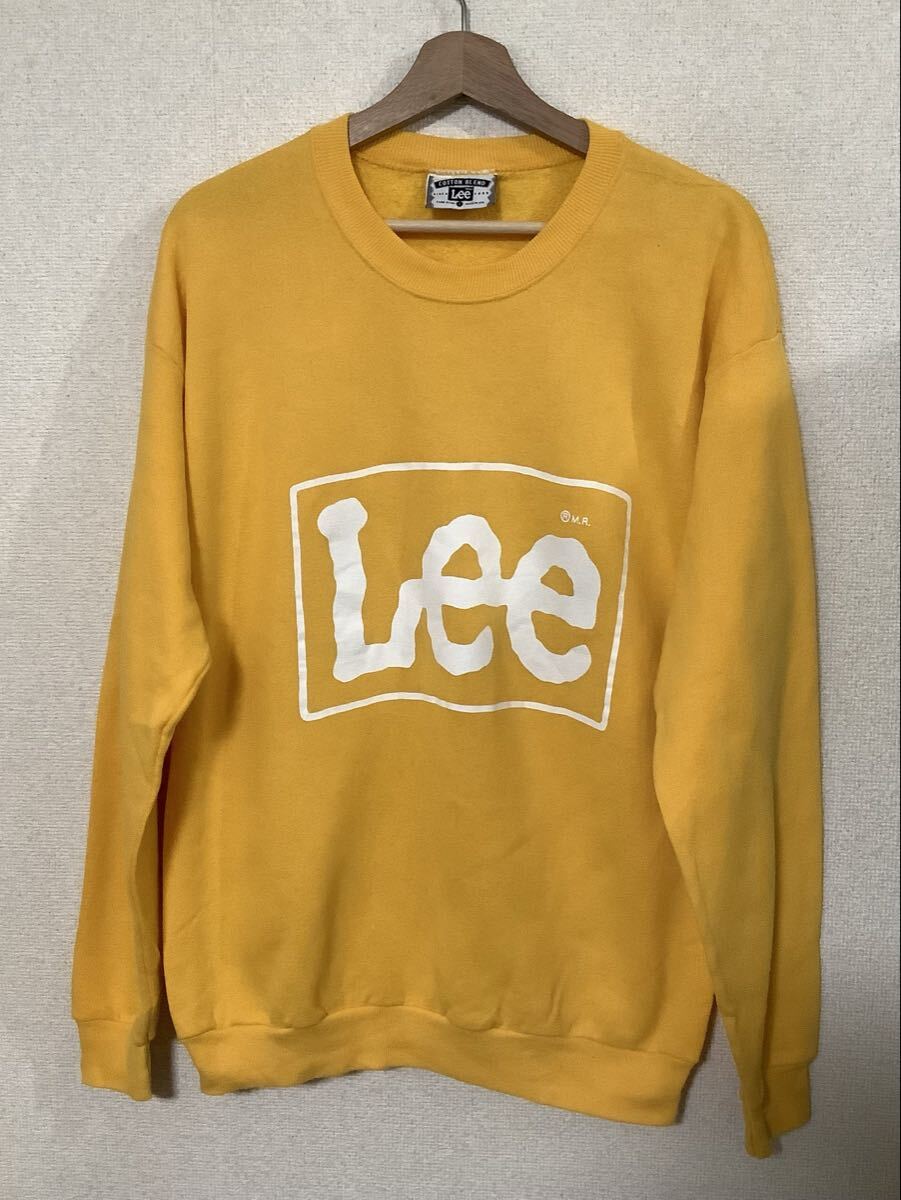 Lee リー ロゴプリント スウェット トレーナー クルーネック ビンテージ イエロー カジュアル アメカジ ユニセックス L 拍卖