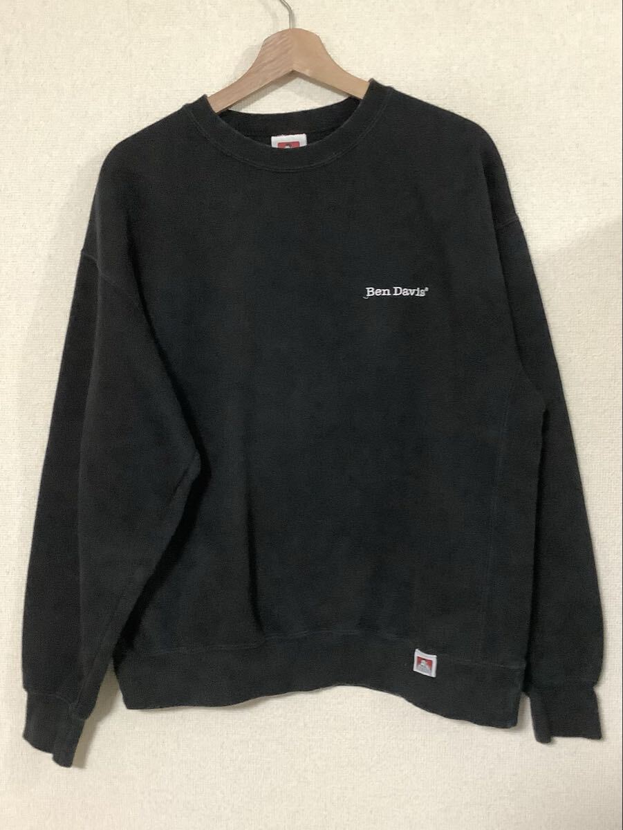 BEN DAVIS ベンデイビス ワンポイント クルーネックスウェット トレーナー ブラック ストリート アメカジ メンズ L拍卖