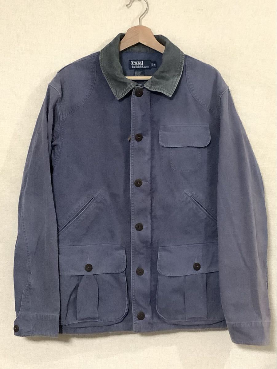 POLO Ralph Lauren ラルフローレン ハンティングジャケット カバーオール 襟コーデュロイ ジャケット ボロ サンフェード ビンテージ M拍卖