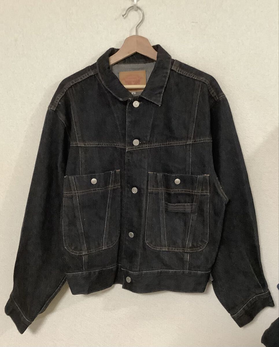 LUCEY ルーシー ブラックデニムジャケット ジージャン トラッカージャケット ビンテージ カジュアル アメカジ メンズ M拍卖