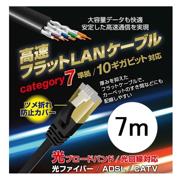 新品 LANケーブル 7m 高速通信 CAT7 10ギガビット対応 ツメ折れに強い拍卖