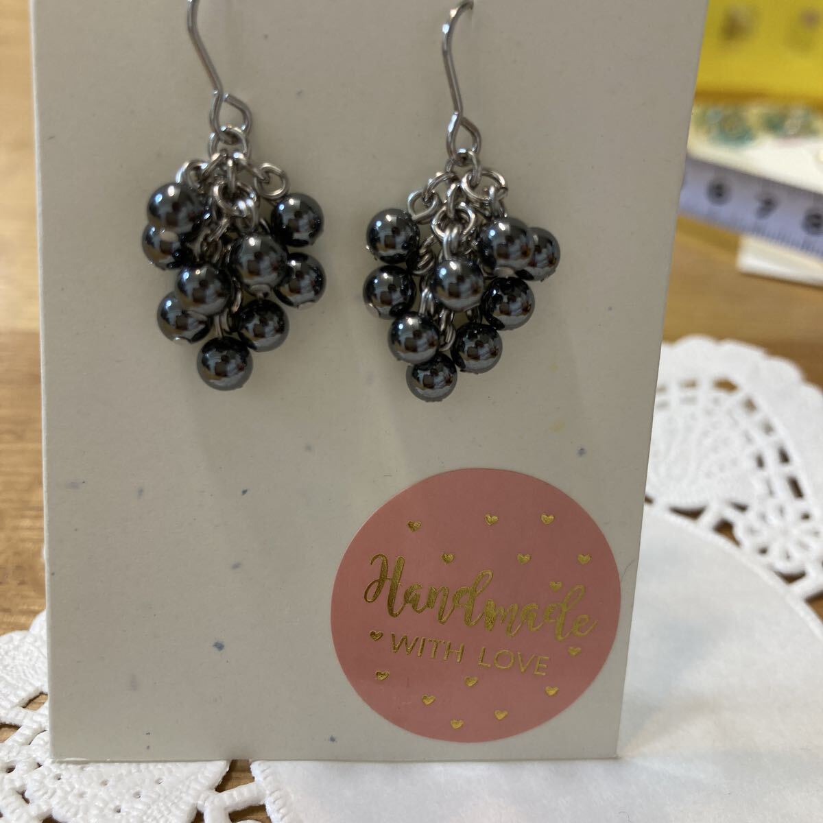 ハンドメイド ピアス シルバー ぶどう風 プレゼントにも拍卖