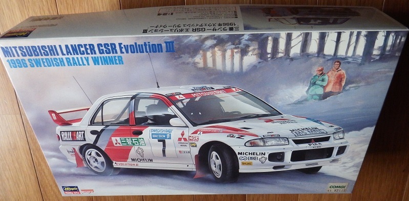 なつかしの絶版プラモデル◆ハセガワ 「1/24 三菱ランサーGSRエボリューションⅢ」1996年スウェディッシュラリーウィナー 未組立品です拍卖