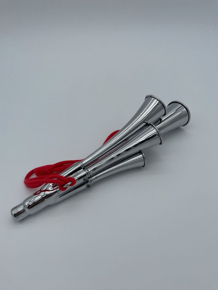 molten モルテン社 4連チアホーン 赤いひも付き CH4 応援 当時物 クロームメッキ レトロ 希少 ホイッスル ② 拍卖