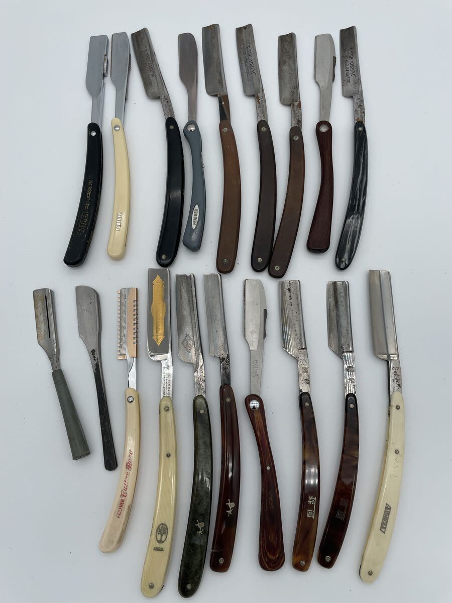 西洋剃刀 日本剃刀 19本セット まとめ売り カミソリ 理容 剃刀 床屋 理容道具 プロ フェザー Rikishia 闘将 AIKU INOX 刃物 ②拍卖