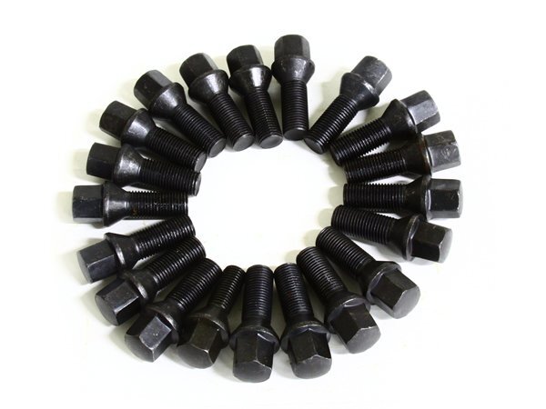 外車用 ラグボルト BMW ベンツ アウディに M14×P1.25 首下43mm 60度 20本 ブラックボルト ホイール スペーサー 交換など拍卖