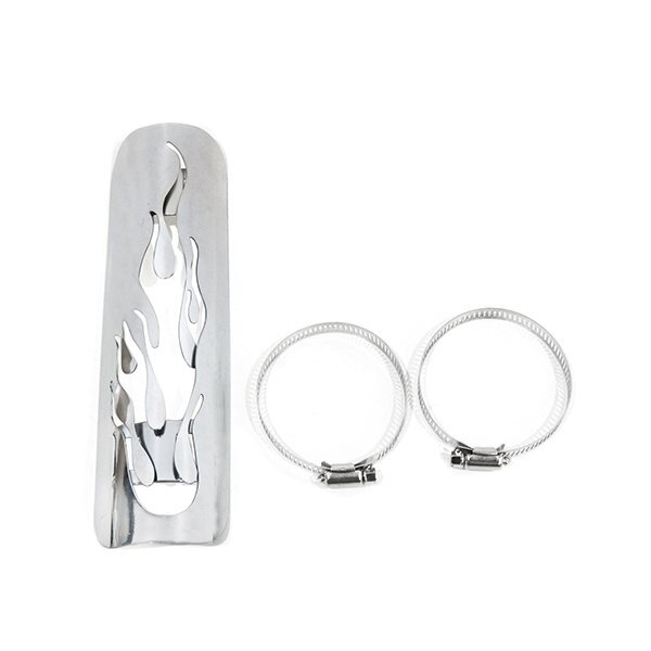 ヒートガード ハーレー バイク 汎用 マフラーガード マフラーバンド セット 炎 シルバー ズーマー ドラッグスター400 バルカン アメリカン拍卖