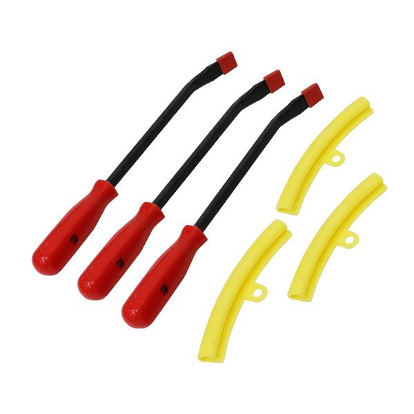 ホイール脱着の必需品 薄型リムガード付き タイヤレバー 3本セット リムプロテクター グリップ付 バイク タイヤ交換拍卖