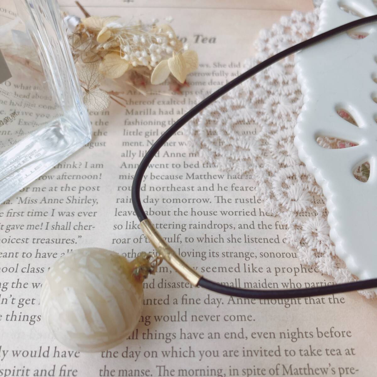 ヴィンテージネックレス レザー ブラック 黒 ショート ボール■Vintage jewelry accessoriesF0390 拍卖