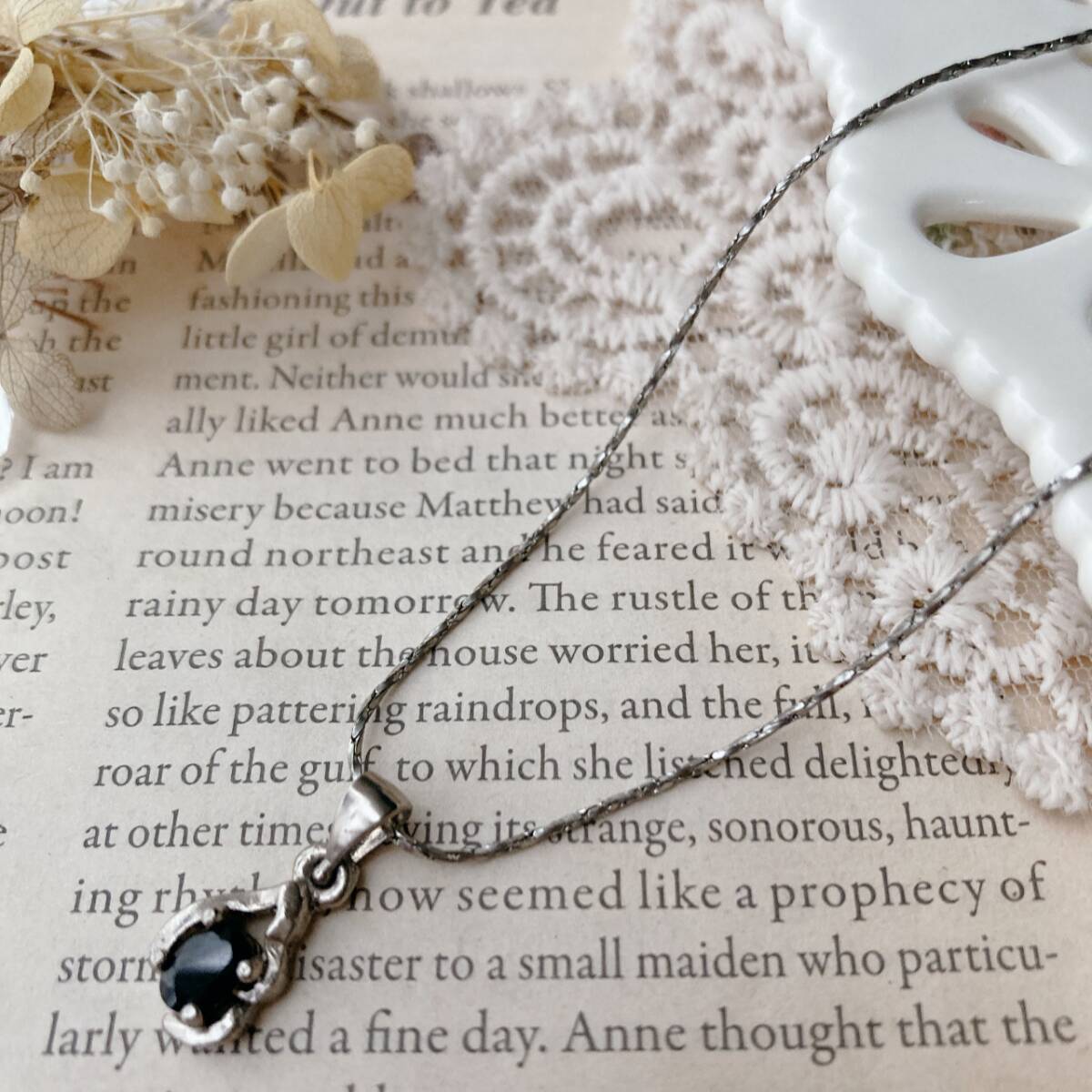 ヴィンテージネックレス ショート ホワイトゴールド オニキス 18KGP刻印■Vintage jewelry accessoriesF0400拍卖