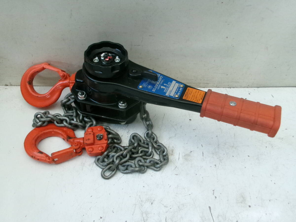 レバーブロック レバーホイスト チェーン約1m 象印 YA-100 1t 1トン 1000kg拍卖