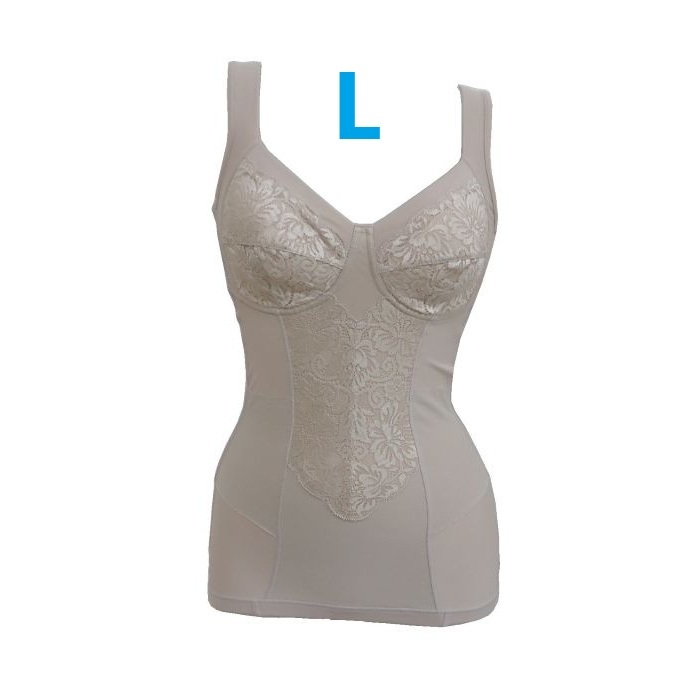 L・ベージュ あったか ボディシェイパー 微起毛 補正下着 広幅ストラップ パワーネット 定価:3,990円 新品拍卖