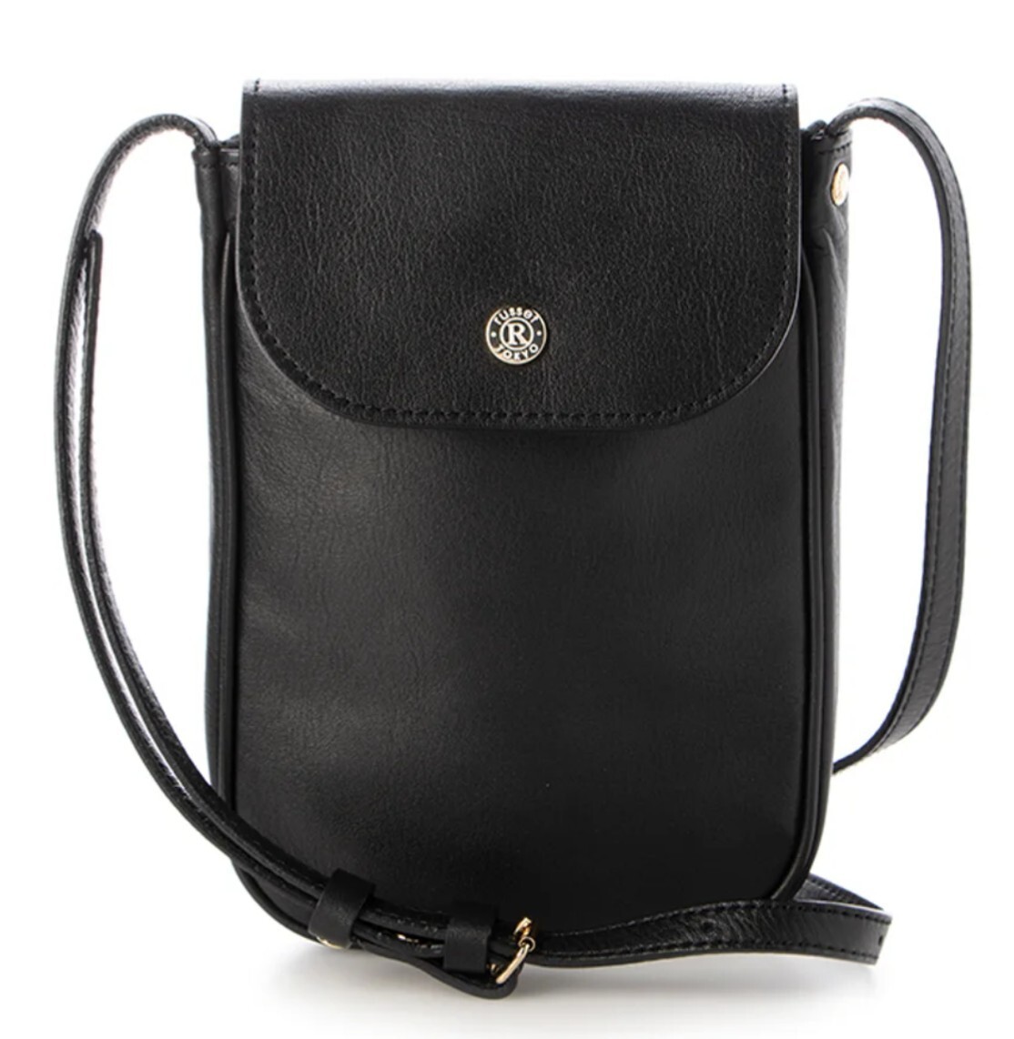 russet ラシット ソフト レザー スマホ ショルダー ブラック 黒 牛革 スマホ ケース フォン バッグ ミニ ショルダー ポシェット パスポート拍卖