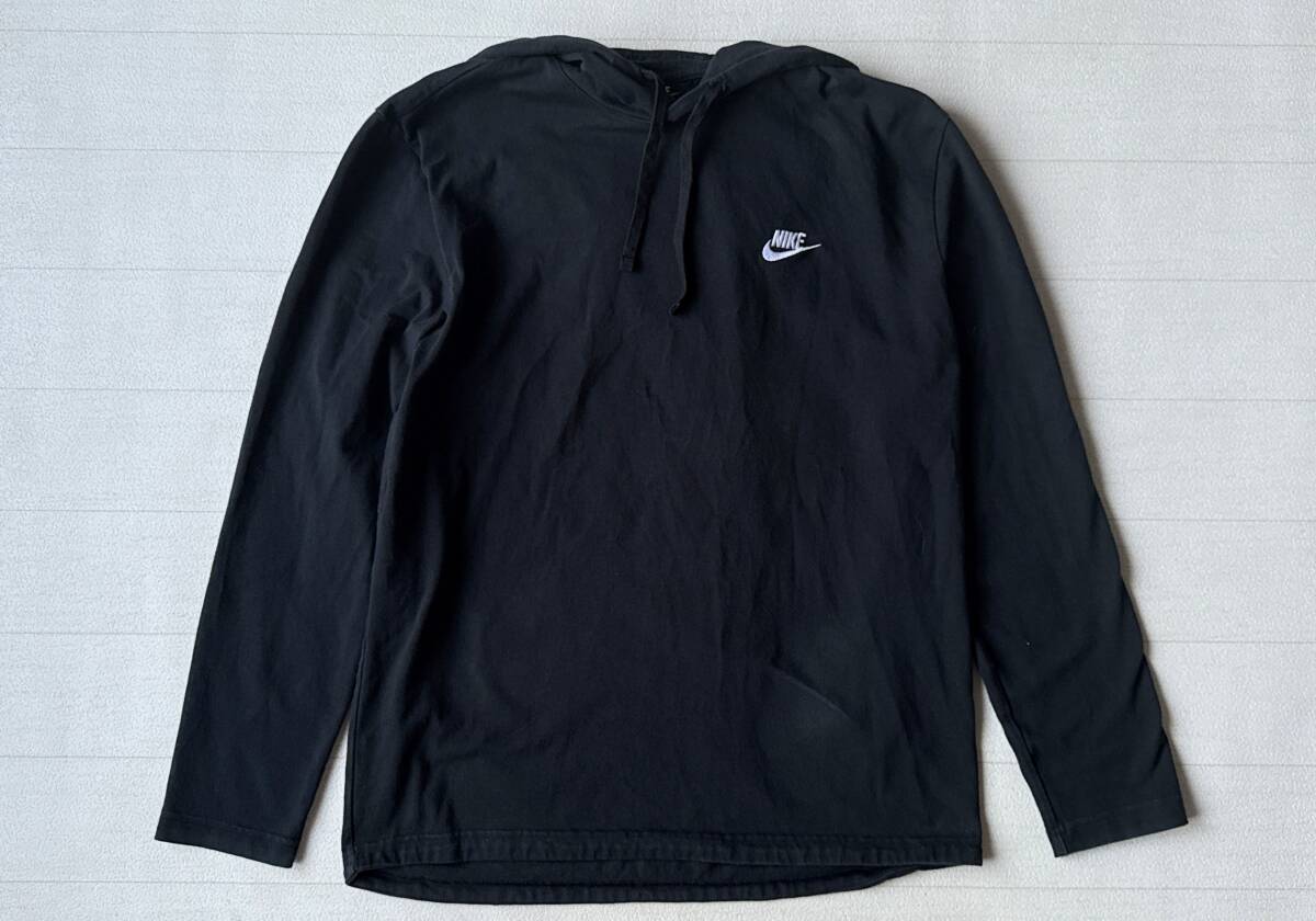 ☆送料無料☆ NIKE ナイキ USA直輸入 古着 ロゴ プルオーバー 薄手 パーカー メンズ L ブラック トップス 中古 即決拍卖