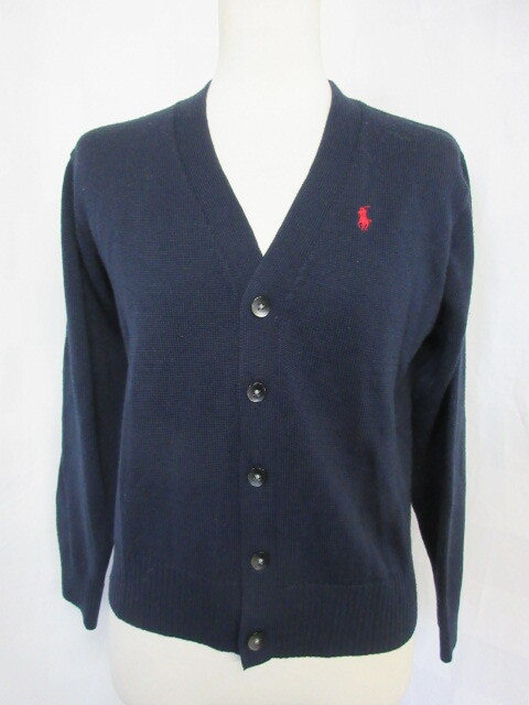 903 ポロ ラルフローレン 紺色 ウール100% カーディガン 140サイズ拍卖