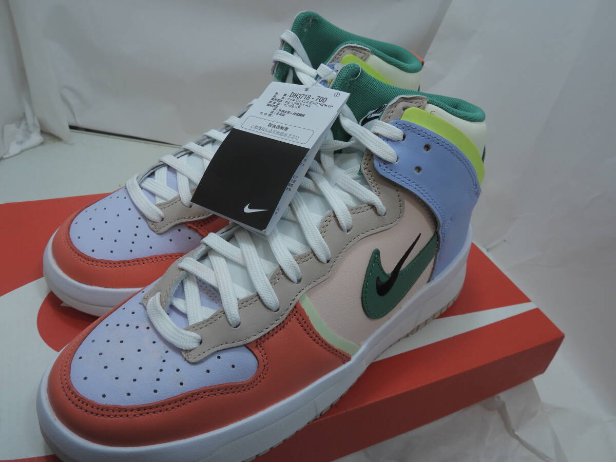 未使用 ナイキ スニーカー ダンクハイ 10.5 27.5cmDH3718 700 NIKE WMNS DUNK HIGH UP CASHMERE/GREEN NOISE-PALE CORAL拍卖