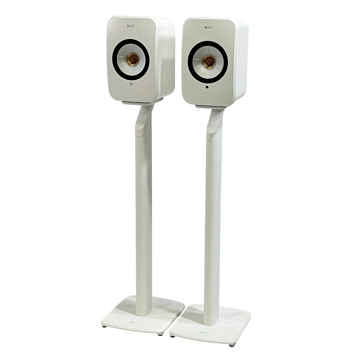 KEF LSX II ワイヤレス HiFi スピーカー ペア ミネラルホワイト P1 Desk Pad スタンド付き オーディオ 音響機材 中古 T10573370拍卖