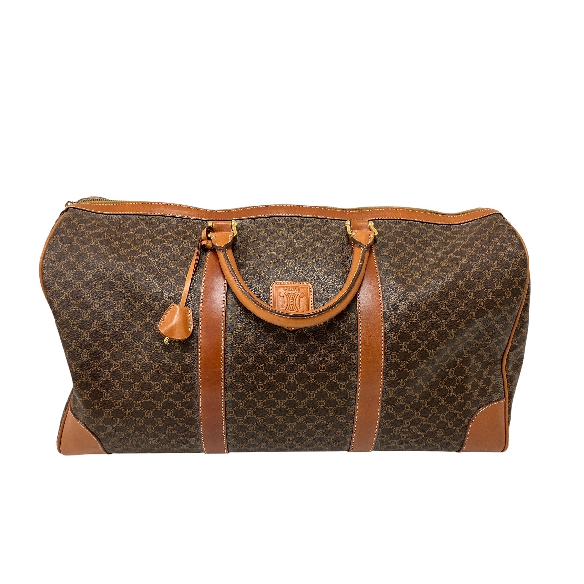 CELINE セリーヌ マカダム柄 ボストンバッグ MC97/2 ハンドバッグ PVC レザー ブラウン系 ヴィンテージ レディース 中古 O10616462拍卖