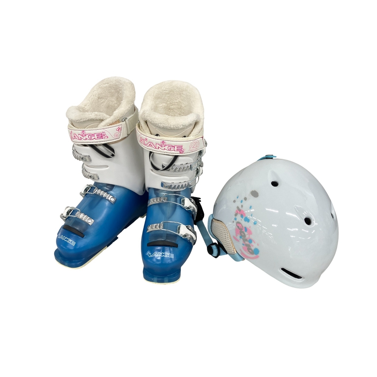 LANGE ラング starlet rsj go サイズ 23.5cm 他 子供用 ヘルメット 手袋 ゴーグル 付き スキー用品 中古 K10613933拍卖