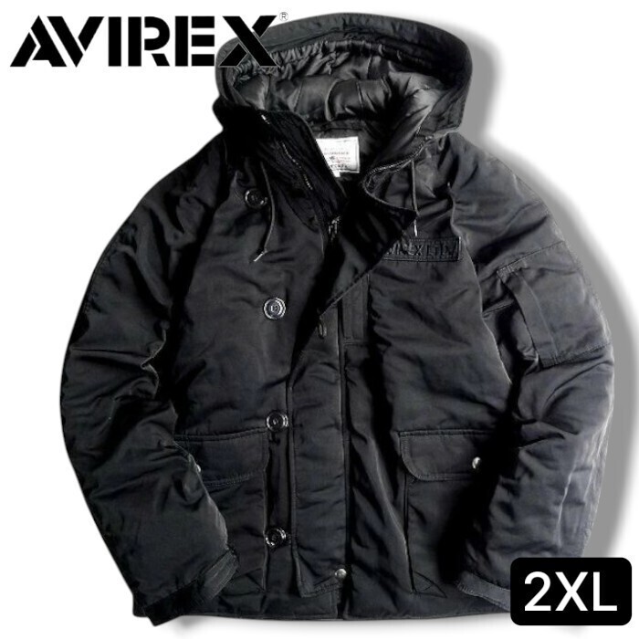 AVIREX アヴィレックス 新品 定価2.4万 HB HOODIE JKT 中綿入り パデッドブルゾン ミリタリージャケット 3252071 黒 2XL ▲048▼40325m01拍卖