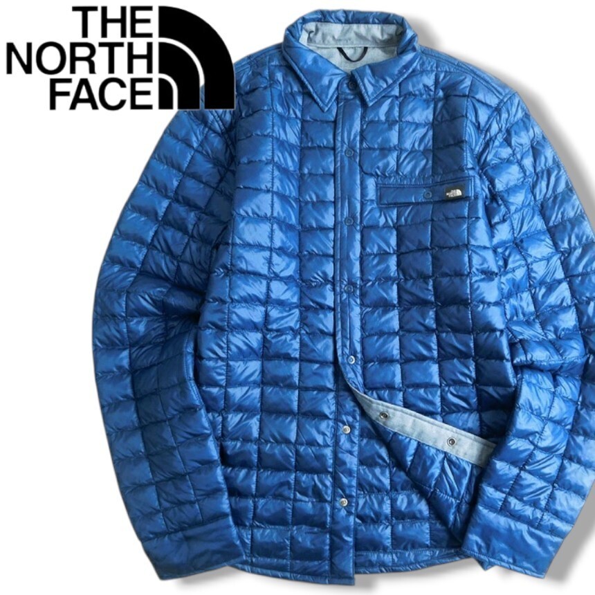 THE NORTH FACE ノースフェイス 新品 中綿 ナイロン キルティング シャツ ジャケット NF50 ブルー 95/M▲083▼10630k13拍卖
