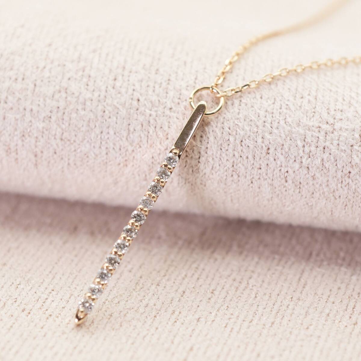 シエナロゼ K10 ダイヤ ストレートライン バー ネックレス/25-1833S拍卖