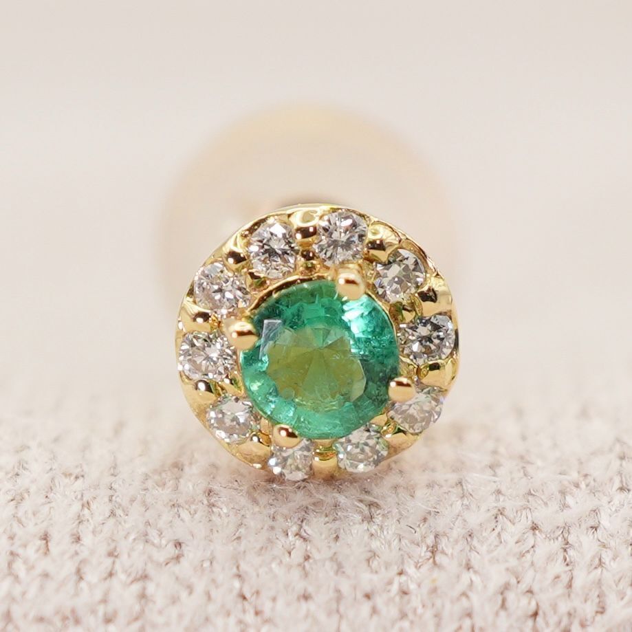 ヴァンドーム青山 エメラルド×ダイヤ 片耳 ピアス K18/24-5529S拍卖