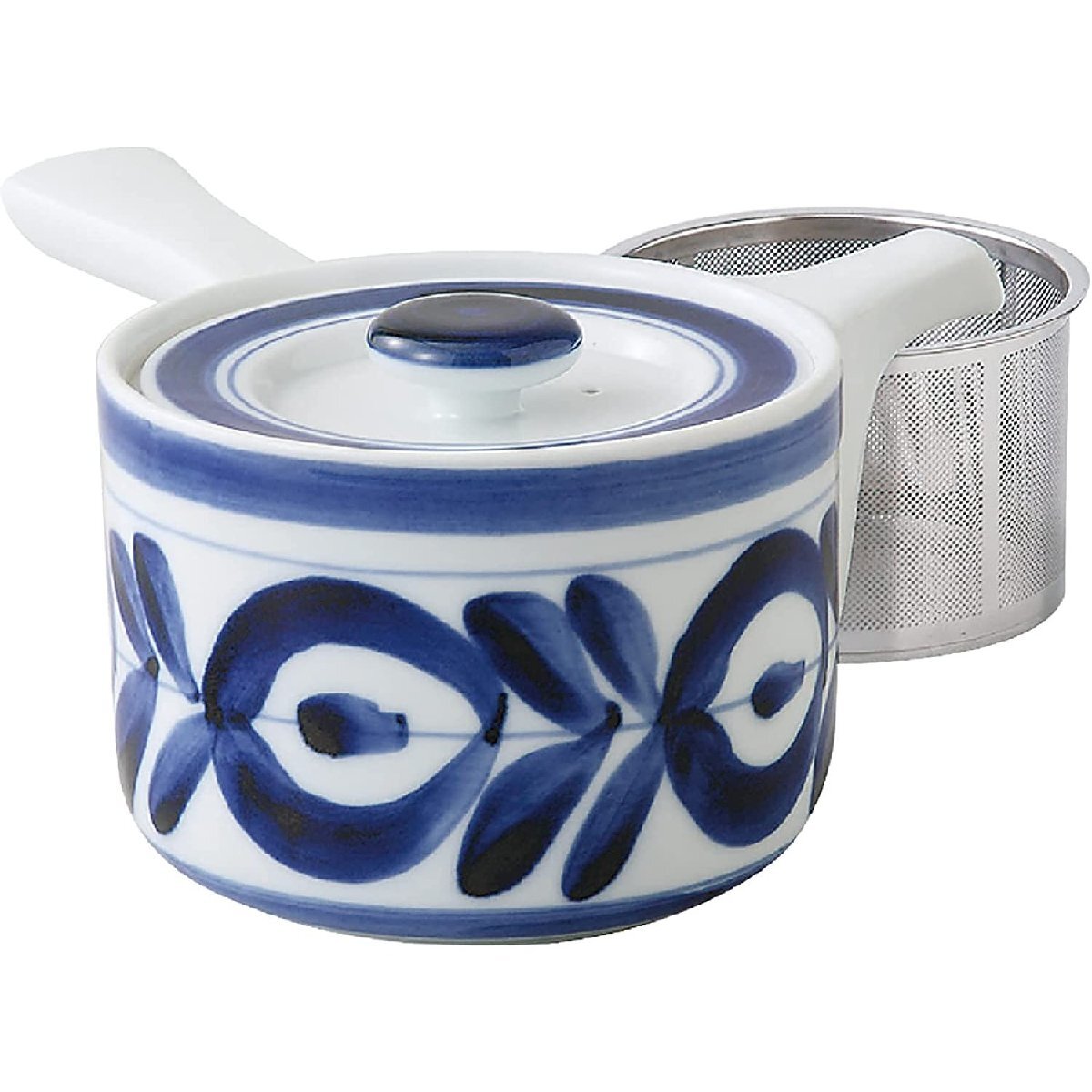 北欧テイストのデザインが魅力的な 波佐見焼 フラワー柄 急須 直径10cm 420ml 目の細かなスーパーステンレス茶こしつき拍卖