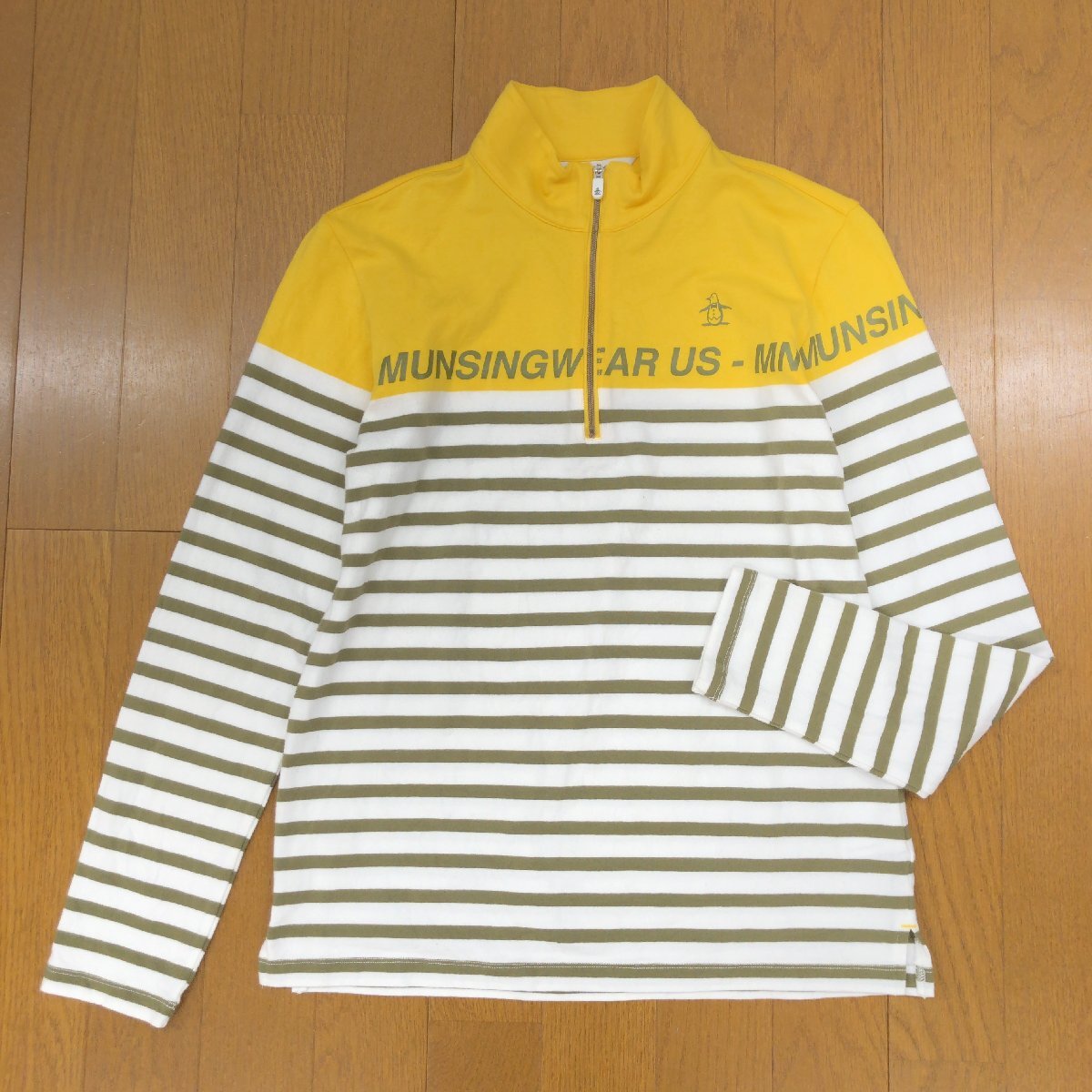 MUNSINGWEAR マンシングウェア ハーフジップ ストレッチ ゴルフシャツ M ボーダー ポロシャツ ゴルフウェア インナーシャツ レディース拍卖