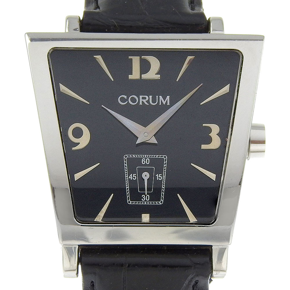 CORUM コルム トラピーズ 106.404.20 腕時計 SS×クロコダイル クオーツ アナログ表示 メンズ ブラック文字盤【I190125004】中古拍卖