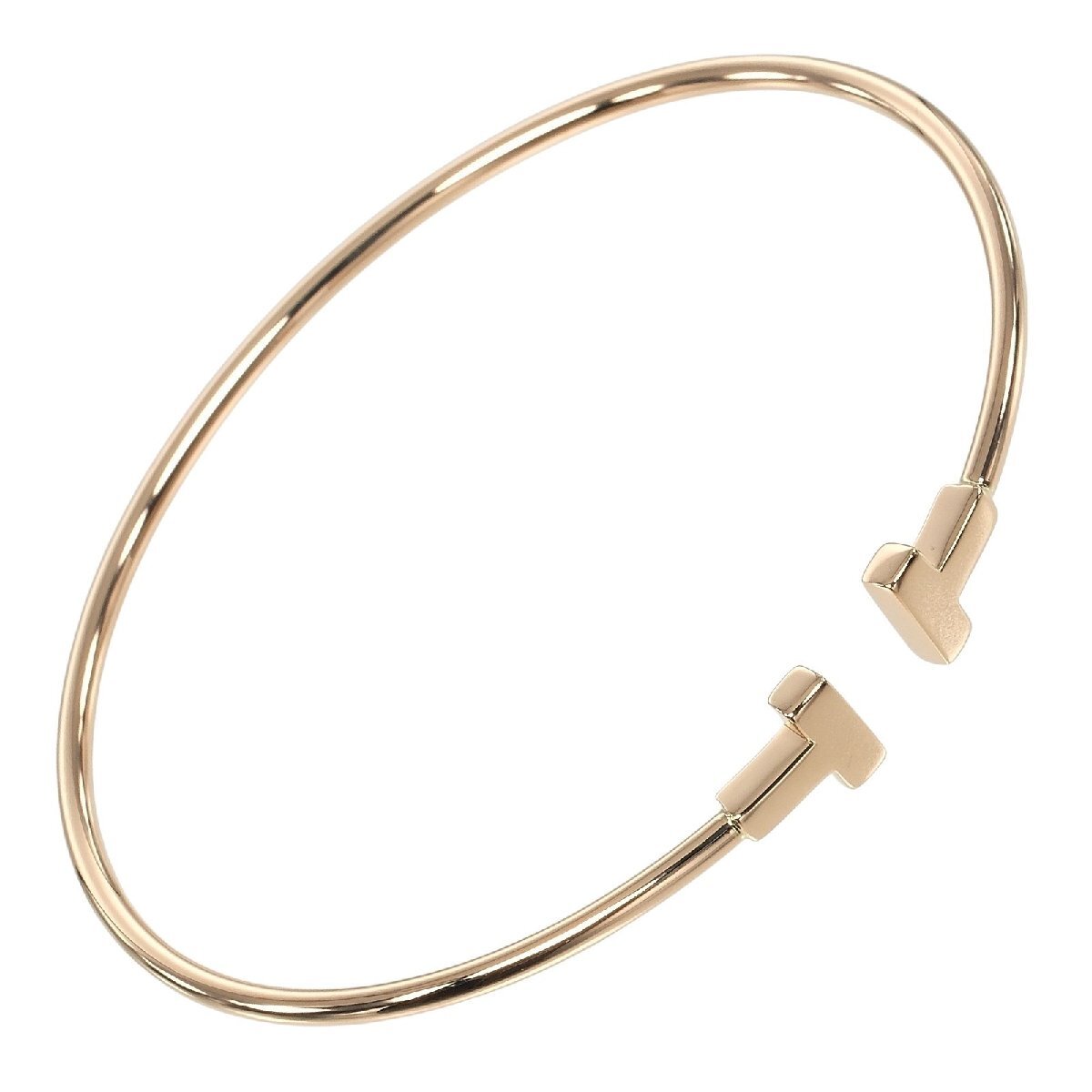 ティファニー ブレスレット Tワイヤー ナロー 腕周り約15.8cm K18PG ピンクゴールド 約5.9g TIFFANY&Co.【I192625052】中古拍卖