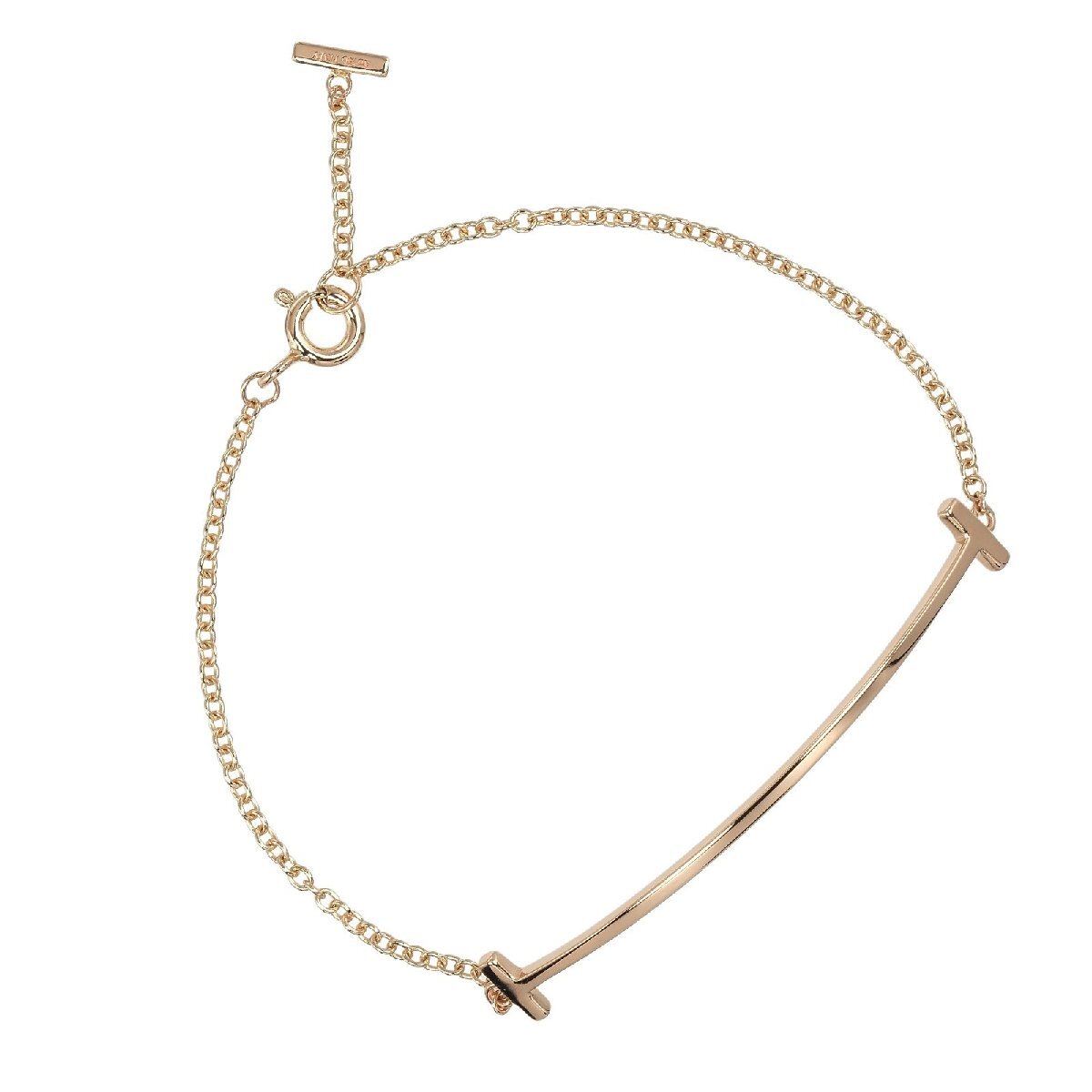 ティファニー ネックレス Tスマイル 腕回り~15.8cm K18PG ピンクゴールド 約2.35g TIFFANY&Co.【I192625067】中古拍卖