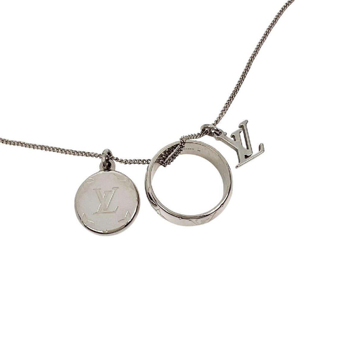 LOUIS VUITTON ルイ・ヴィトン モノグラム リング M62485 DI0138 ネックレス シルバー 約16.5g ユニセックス【I180225014】中古拍卖
