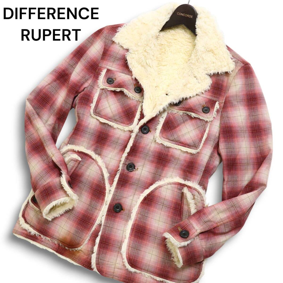 Y2K 00s★ DIFFERENCE RUPERT ルパート 秋冬 裏ボア★ オンブレー チェック ジャケット Sz.S位 メンズ拍卖