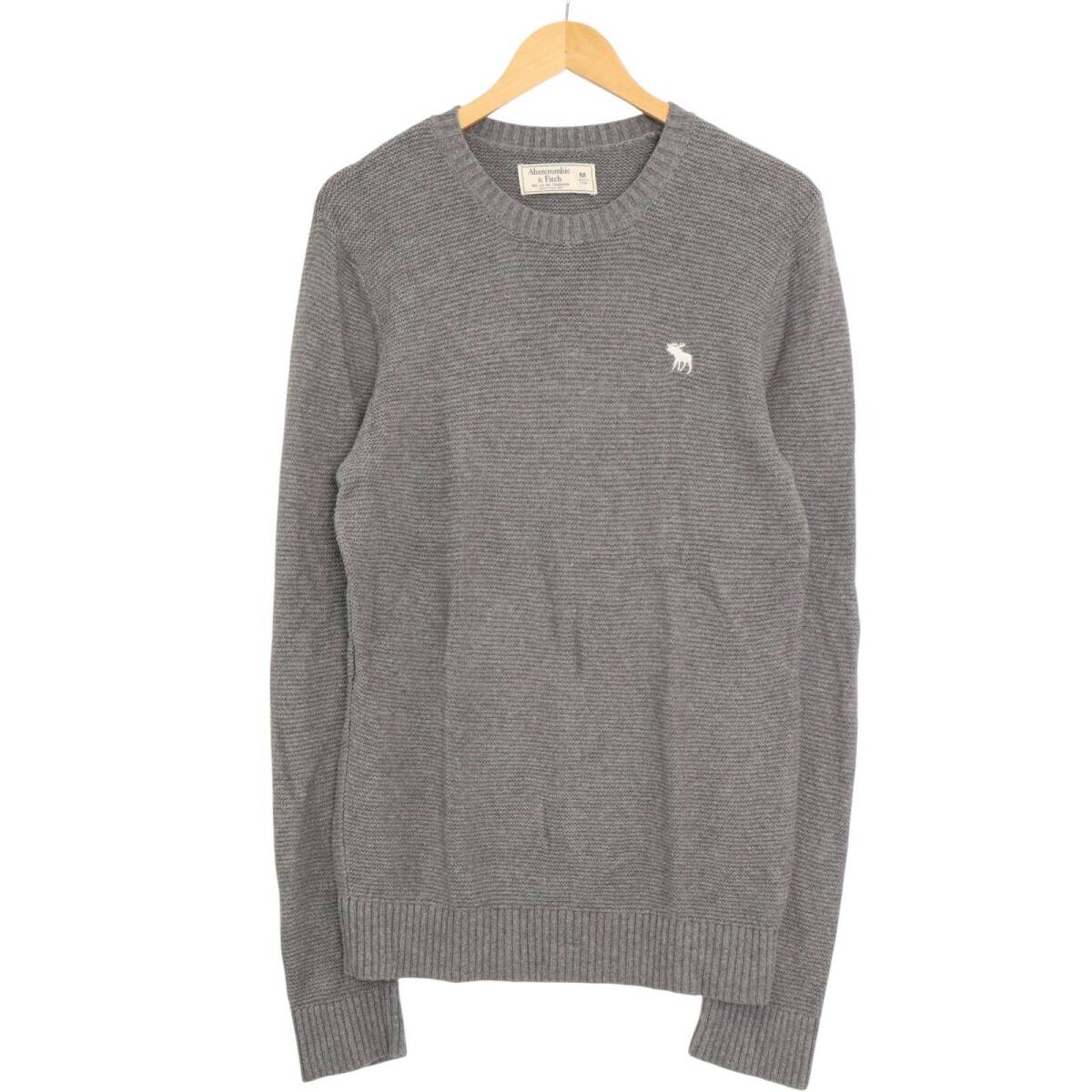 Abercrombie&Fitch アバクロンビー&フィッチ 秋冬 ロゴ刺繍★ セーター ニット Sz.M メンズ 灰拍卖