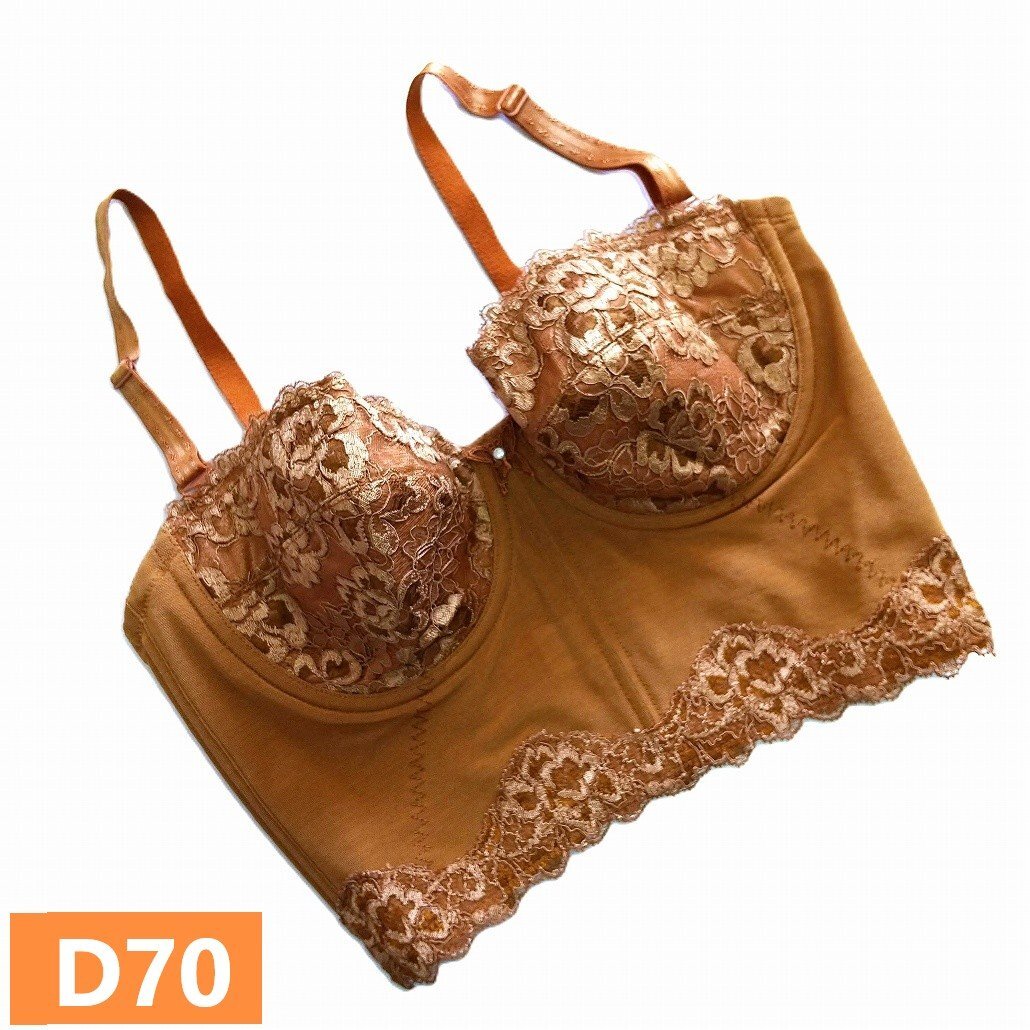 ラピアンズ ロングブラジャー D70 ゴールドブラウン 美品 補正下着 補整 ワイヤー入り USED ブラジャー 日本製 CUEZ 茶 st2364拍卖